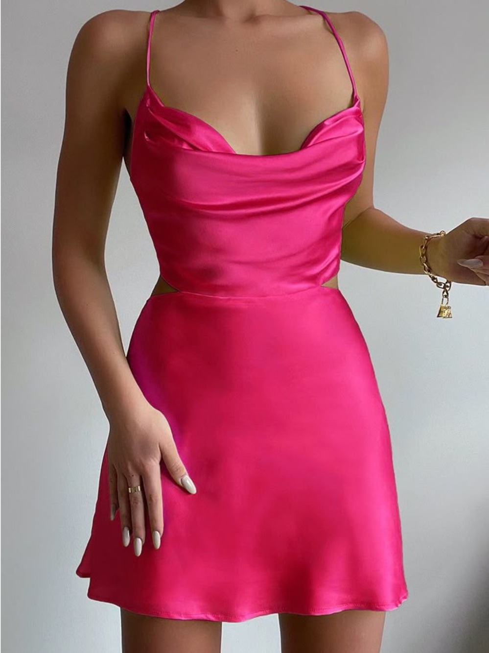 Hello Molly Hot Pink Satin Mini Dress